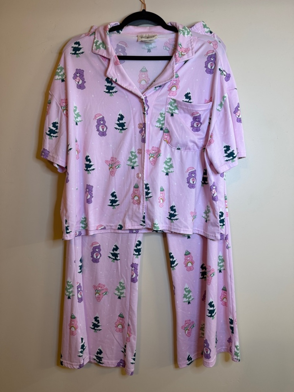 munki munki Pink Care Bears Pajama Top with Hat Motif